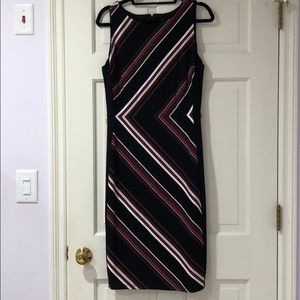 Black pink/white/brown striped dress